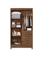 Guarda Roupa Solteiro Ambiente Sobral 4 Portas Castanho Wood – Moval