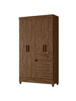Guarda Roupa Solteiro Ambiente Sobral 4 Portas Castanho Wood – Moval