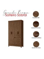 Guarda Roupa Solteiro Ambiente Sobral 4 Portas Castanho Wood – Moval