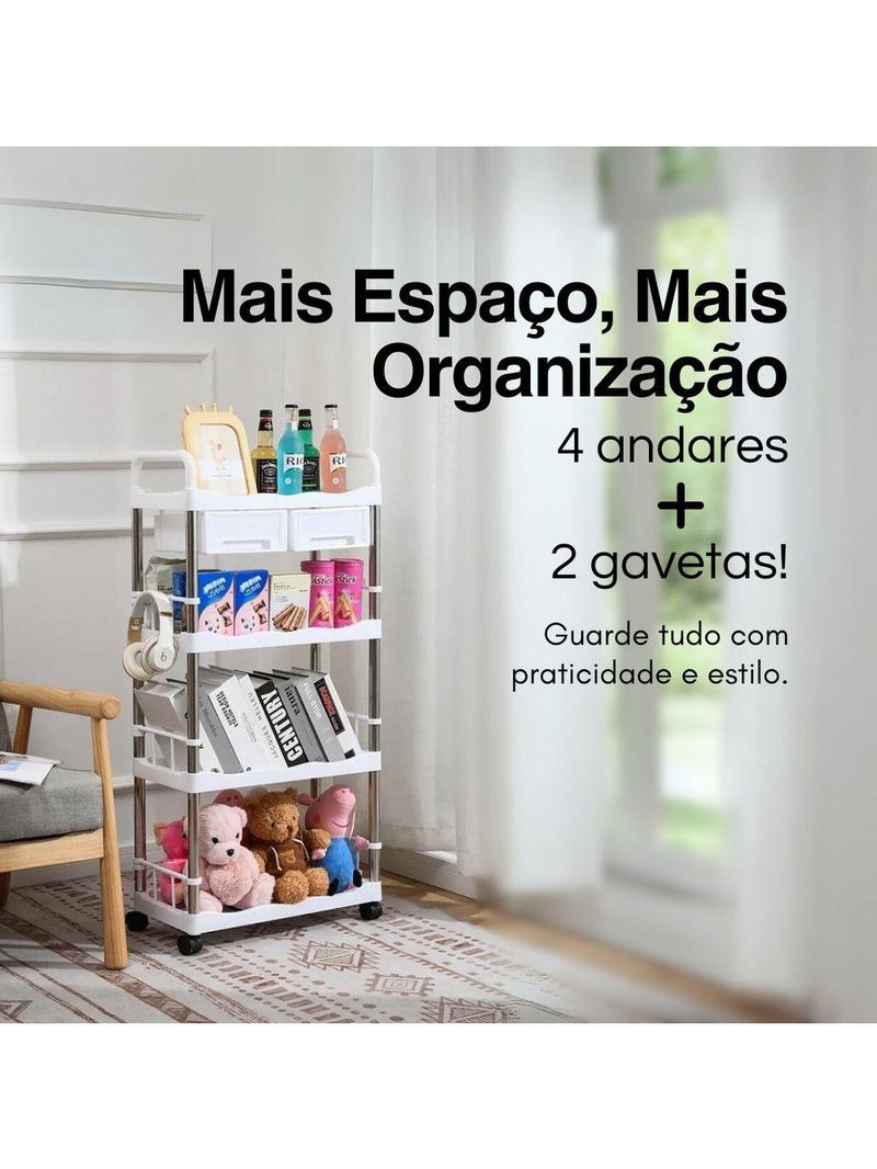 Estante Organizadora Modular 4 Andares com Gavetas