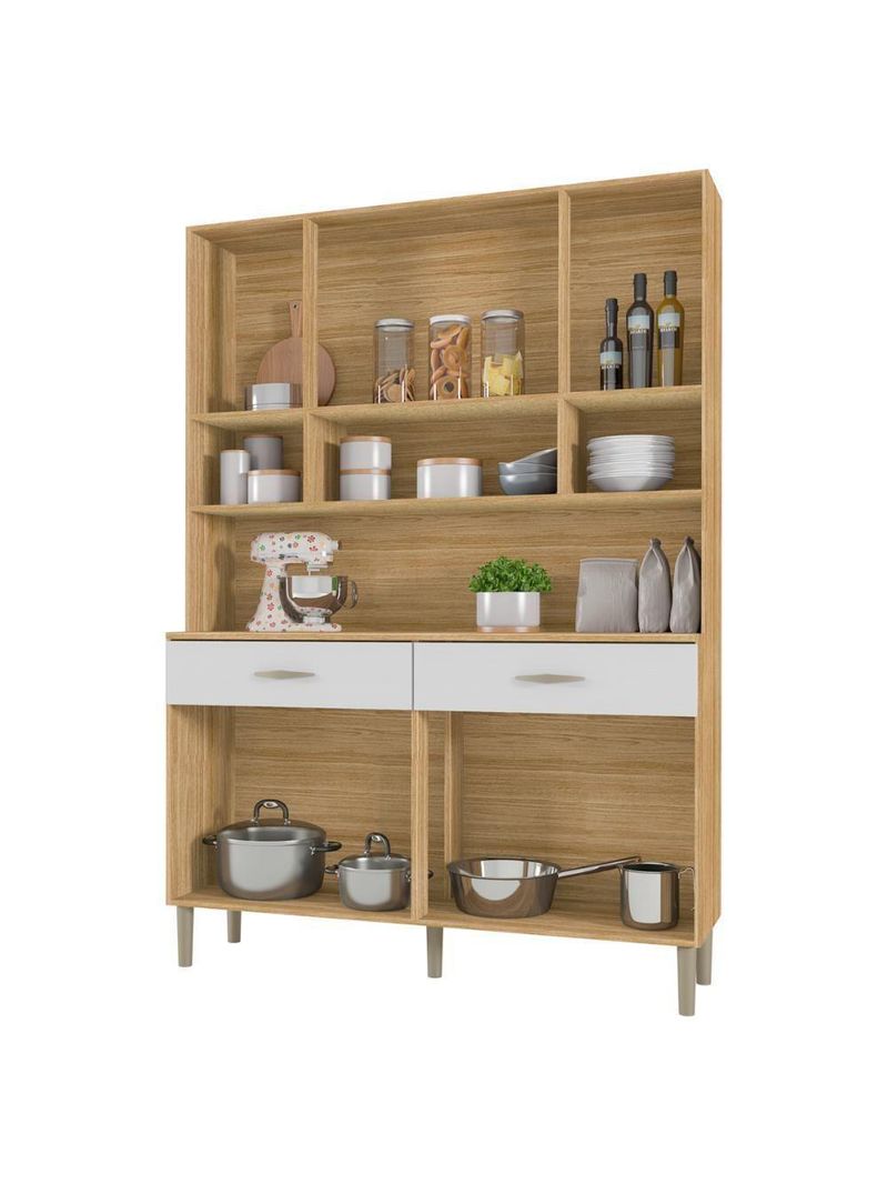 Armário de Cozinha Kit 8 Portas 2 Gavetas Golden Kits Paraná - Cor: Freijó Supremo