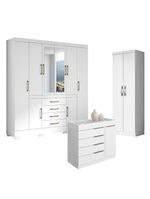 Guarda Roupa Casal Nápole 2045149 E Armário Multiuso New 2000192 E Cômoda Sevilha Branco - Aramóveis