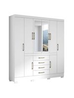 Guarda Roupa Casal Nápole 2045149 E Armário Multiuso New 2000192 E Cômoda Sevilha Branco - Aramóveis