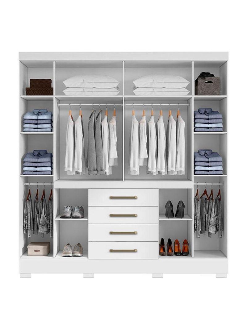 Guarda Roupa Casal Nápole 2045149 E Armário Multiuso New 2000192 E Cômoda Sevilha Branco - Aramóveis