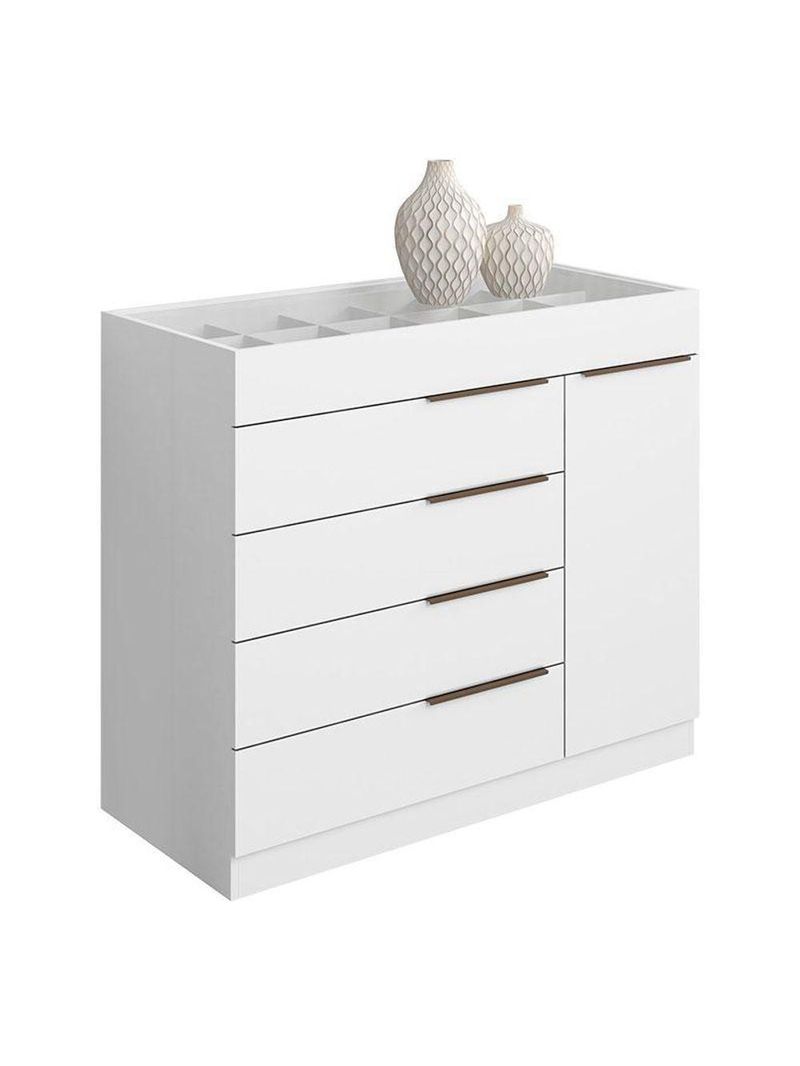 Guarda Roupa Casal Nápole 2045149 E Armário Multiuso New 2000192 E Cômoda Sevilha Branco - Aramóveis