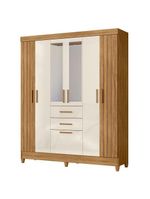 Guarda Roupa Solteiro Malta 7 Portas Freijó Off White com Espelho – Moval