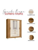 Guarda Roupa Solteiro Malta 7 Portas Freijó Off White com Espelho – Moval