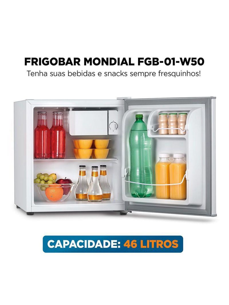 Frigobar Mondial 46L Porta Reversível Branco FGB-01-W50 110V