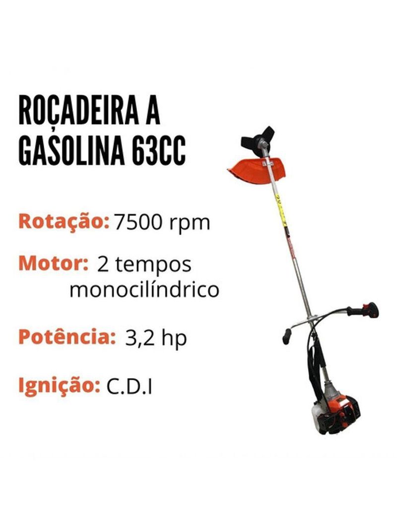 Roçadeira Podador De Grama, Importway Iwrgm 5x1 2t 63cc 3hp