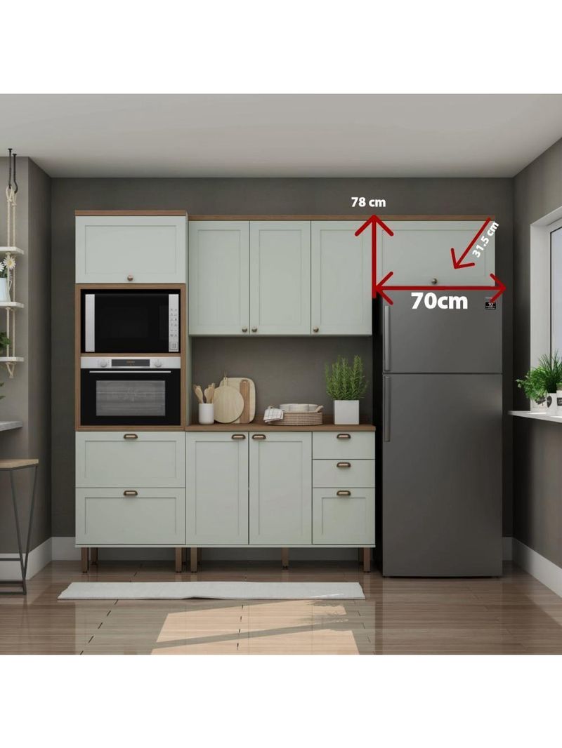 Armário de Cozinha Genialflex Iluminata Aéreo Hortelã