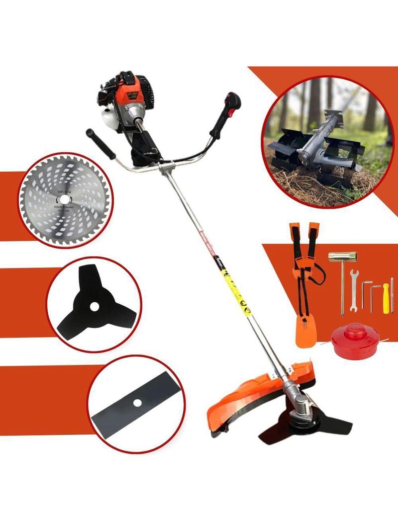 Roçadeira E Capinadeira Profissional A Gasolina Importway Iwrger2t5x163 3hp, 63cc Kit 5x1 Com 3 Facas + Enxada Rotativa