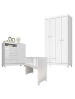 Quarto Bebê 4 Portas Ternura Baby E Mini Berço Moisés Alegria Com Colchão Branco Flex - Incorplac