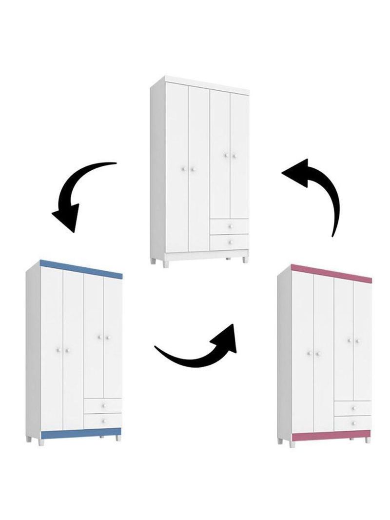 Quarto Bebê 4 Portas Ternura Baby E Mini Berço Moisés Alegria Com Colchão Branco Flex - Incorplac