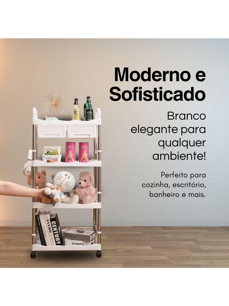 Estante Organizadora Modular 4 Andares: com gavetas, para casa e escritório