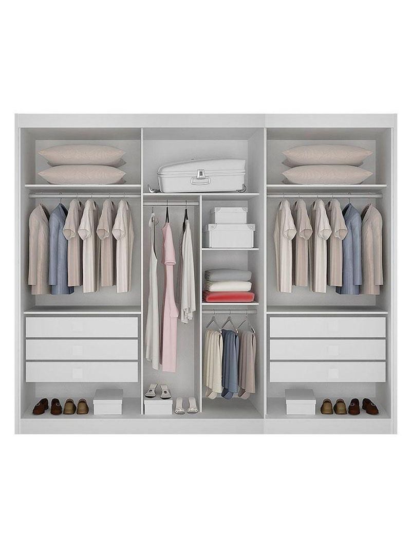 Guarda Roupa 6 Gavetas San Marino Premium Com Espelho Branco – Leifer Móveis