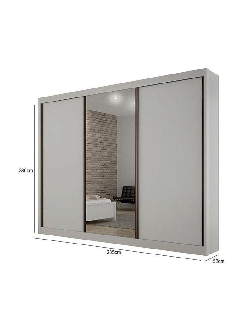 Guarda Roupa 6 Gavetas San Marino Premium Com Espelho Branco – Leifer Móveis