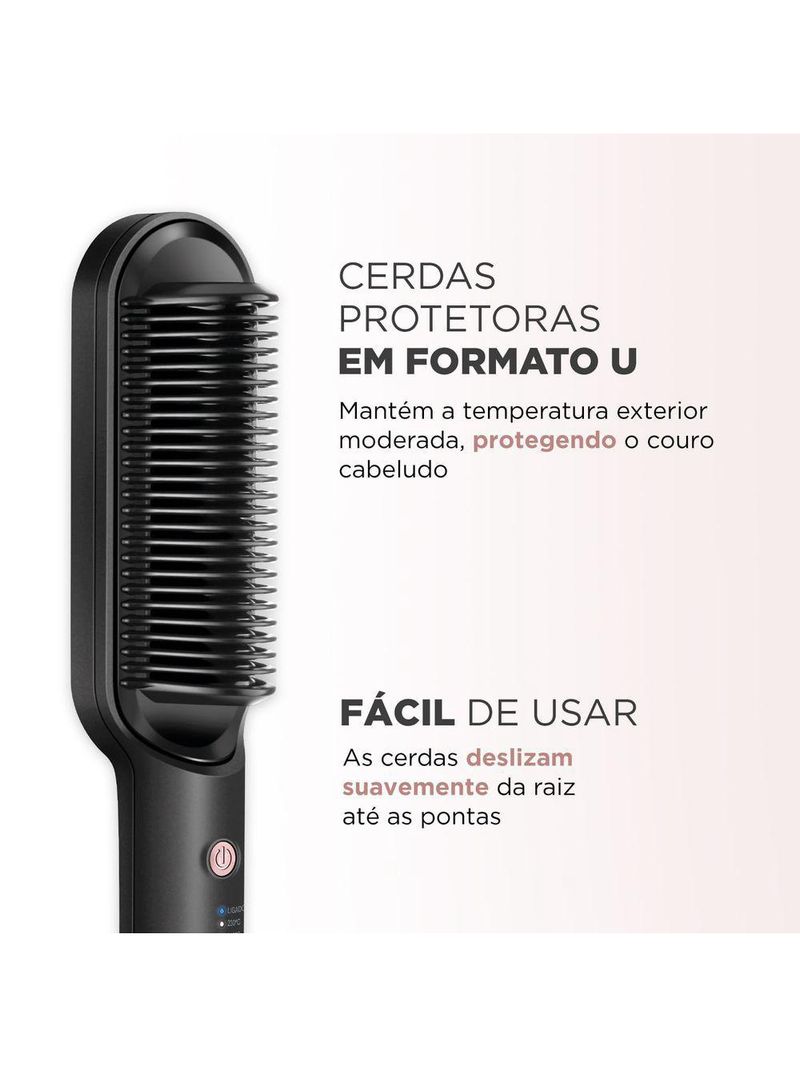 Escova Alisadora Black Rose Mondial Preto/rose EA-07 Bivolt