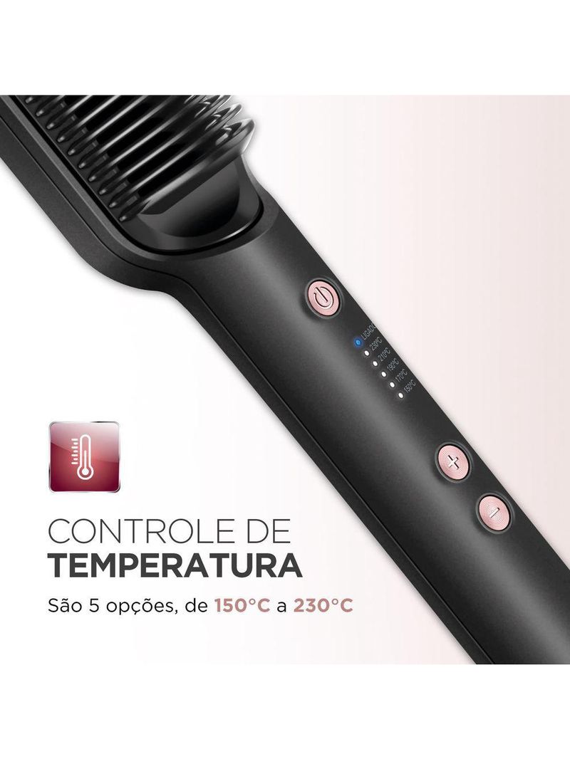 Escova Alisadora Black Rose Mondial Preto/rose EA-07 Bivolt