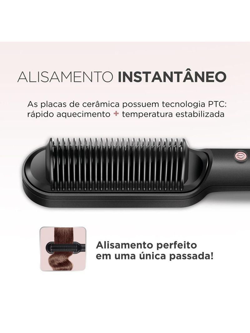 Escova Alisadora Black Rose Mondial Preto/rose EA-07 Bivolt