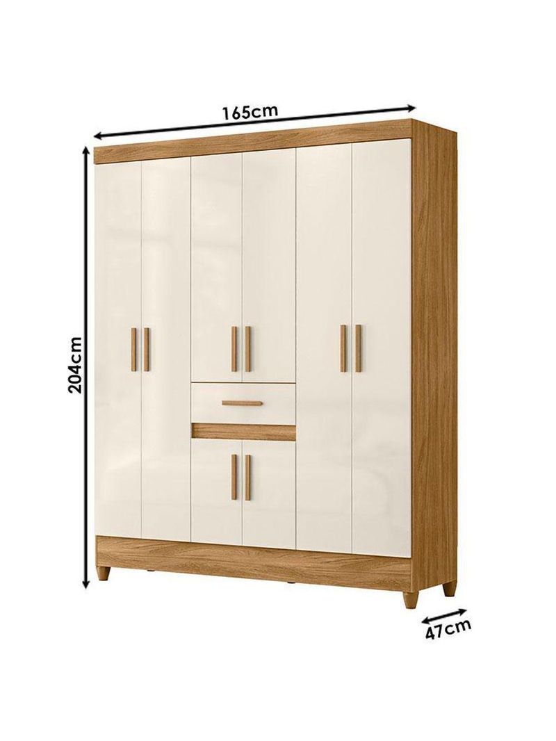 Guarda Roupa Casal Portugal 8 Portas Freijó Off White - Moval