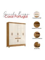Guarda Roupa Casal Portugal 8 Portas Freijó Off White - Moval