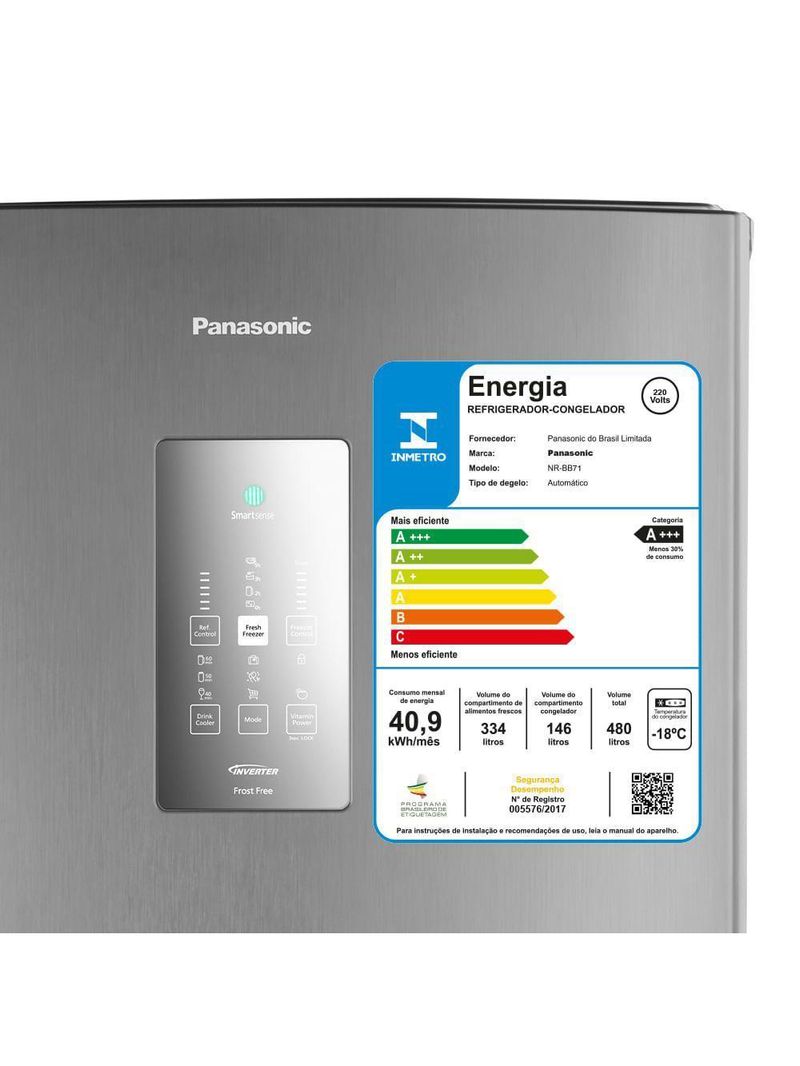 Geladeira Panasonic Frost Free 480L A+++  NR-BB71PVFX 220V