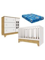 Berço Americano Mini Cama E Cômoda Infantil Malu Branco Acetinado Bétula Com Colchão Ortobom – Carolina
