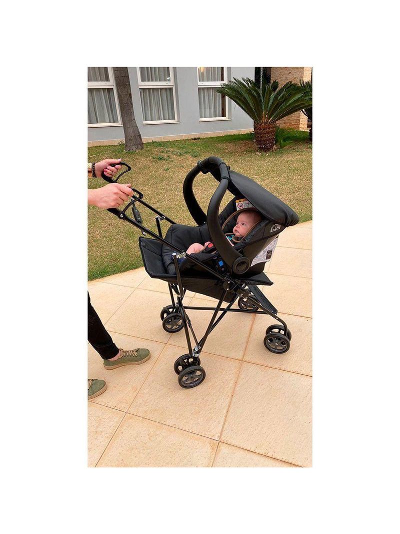 Carrinho de Bebê Capri Travel System Galzerano Ônix com Bebê Conforto Caramelo