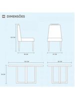 Kit Sala de Jantar 4 Lugares Mesa Lisy e Cadeiras Jade Veludo Off White com Marrom Acinzentado