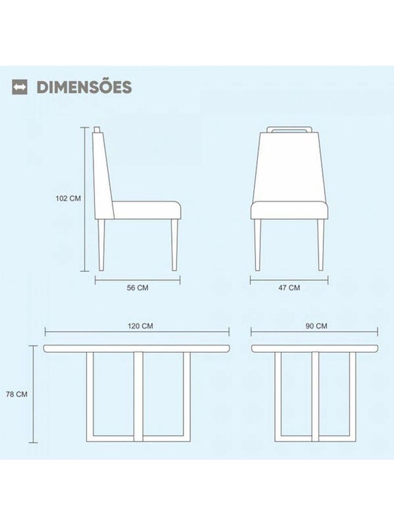 Kit Sala de Jantar 4 Lugares Mesa Lisy e Cadeiras Jade Veludo Off White com Marrom Acinzentado