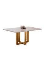 Kit Sala de Jantar 4 Lugares Mesa Lisy e Cadeiras Jade Veludo Off White com Marrom Acinzentado