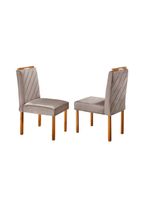 Kit Sala de Jantar 4 Lugares Mesa Lisy e Cadeiras Jade Veludo Off White com Marrom Acinzentado