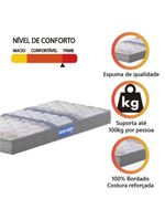 Colchão Solteiro Espuma D33 Guarda Costas Sleep 88x188x14cm Branco/Cinza - Probel