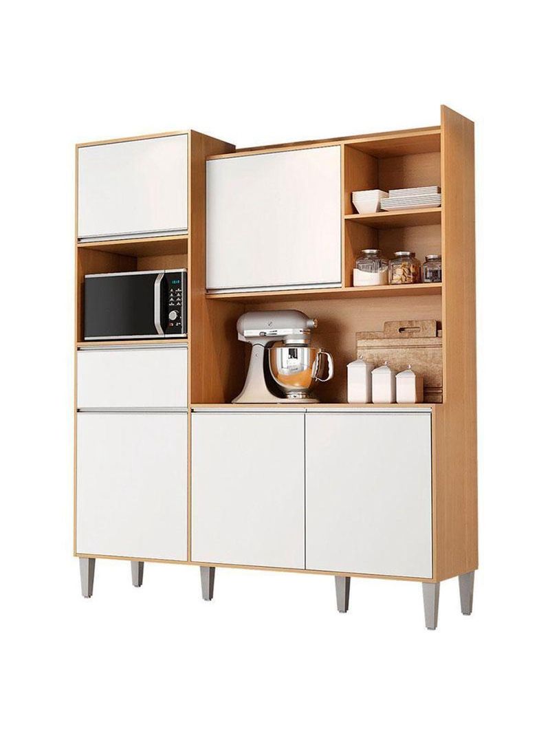 Armário Para Cozinha Kit Ambiente Isabel Amêndoa Branco - Ajl