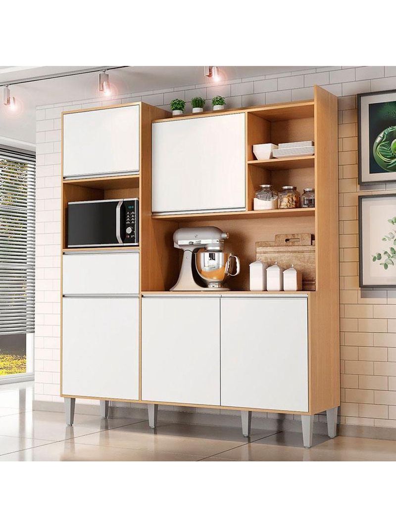 Armário Para Cozinha Kit Ambiente Isabel Amêndoa Branco - Ajl