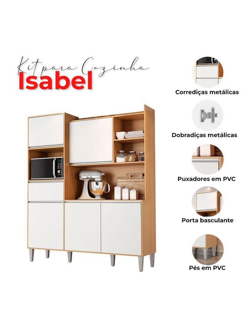 Armário Para Cozinha Kit Ambiente Isabel Amêndoa Branco - Ajl