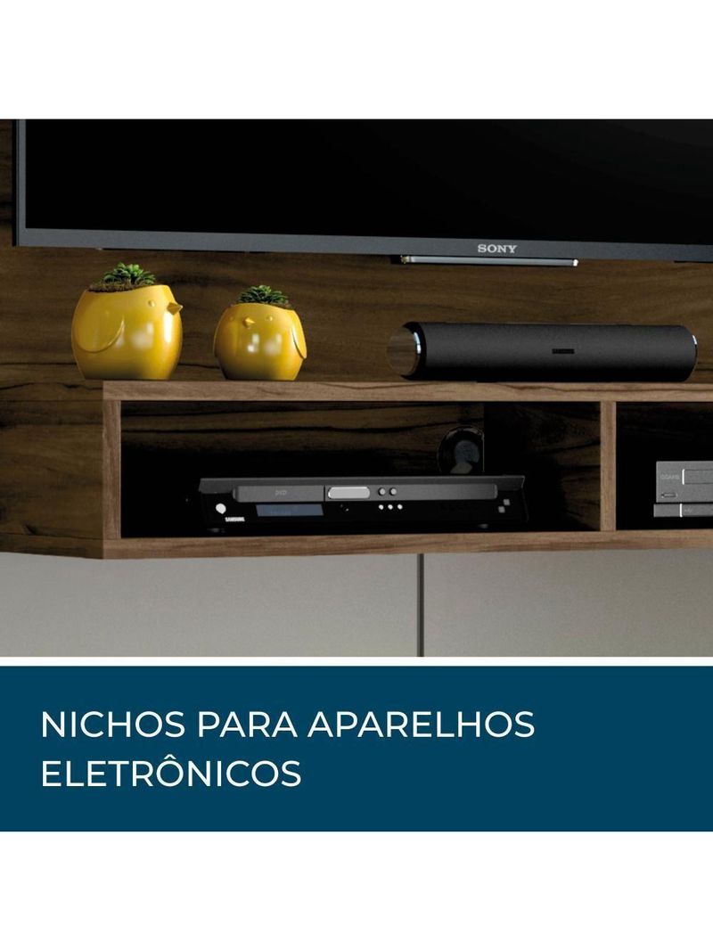 Painel Para TV Até 49 Polegadas Com Nicho Eros Nogal Trend - Notável Móveis