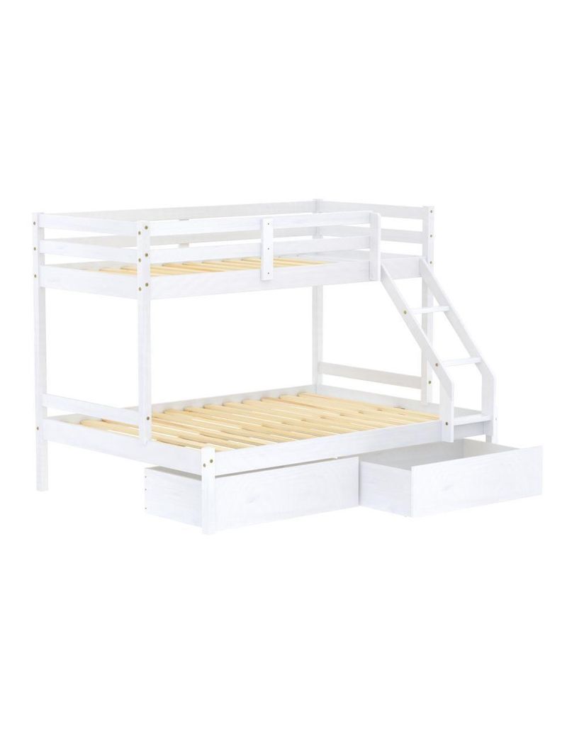 Beliche Com Cama Casal Eco Com 02 Gavetas Madeira Maciça Branco Mobilistore