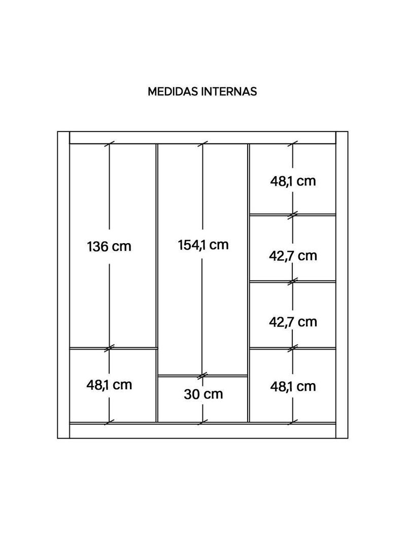 Guarda Roupa 3 Portas E 2 Gavetas Marrom New Glass Caemmun