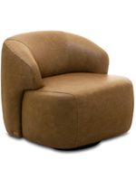 Poltrona Decorativa Orgânica Giratória para Sala Living Barolo L06 Couro Camel - Lyam Decor