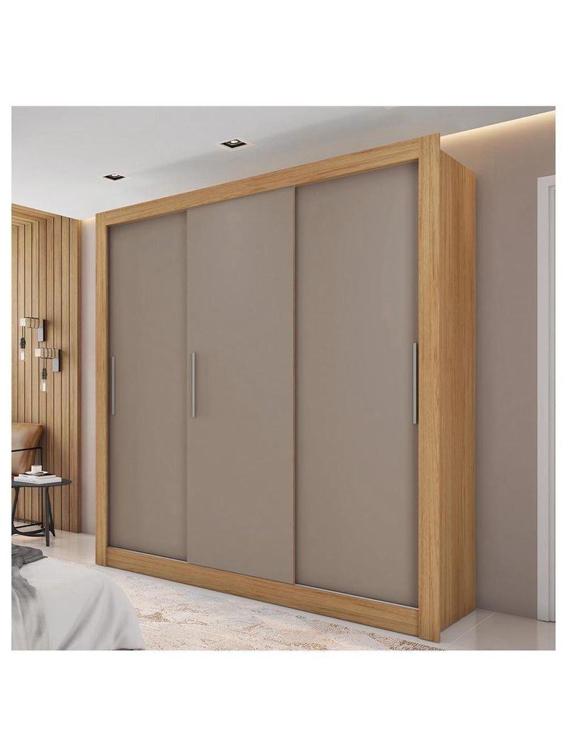 Guarda Roupa 3 Portas E 2 Gavetas Marrom New Glass Caemmun