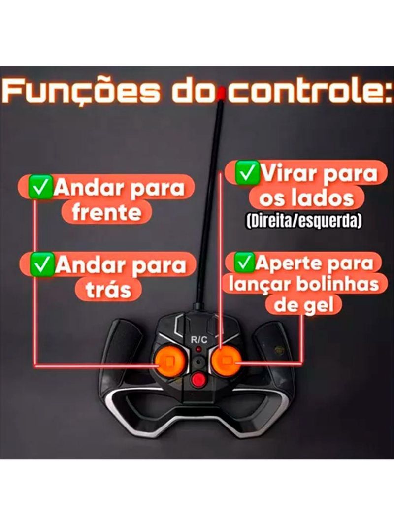 Carrinho Controle Remoto Tanque Bolinhas De Gel Ninho Boy
