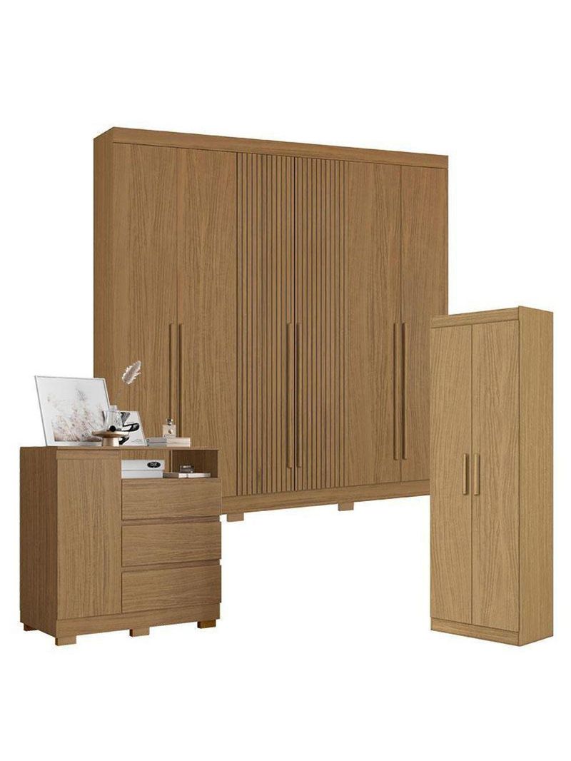 Guarda Roupa Casal 2030230 Com Multiuso 2000191 E Cômoda 2014143 Atacama - Aramóveis