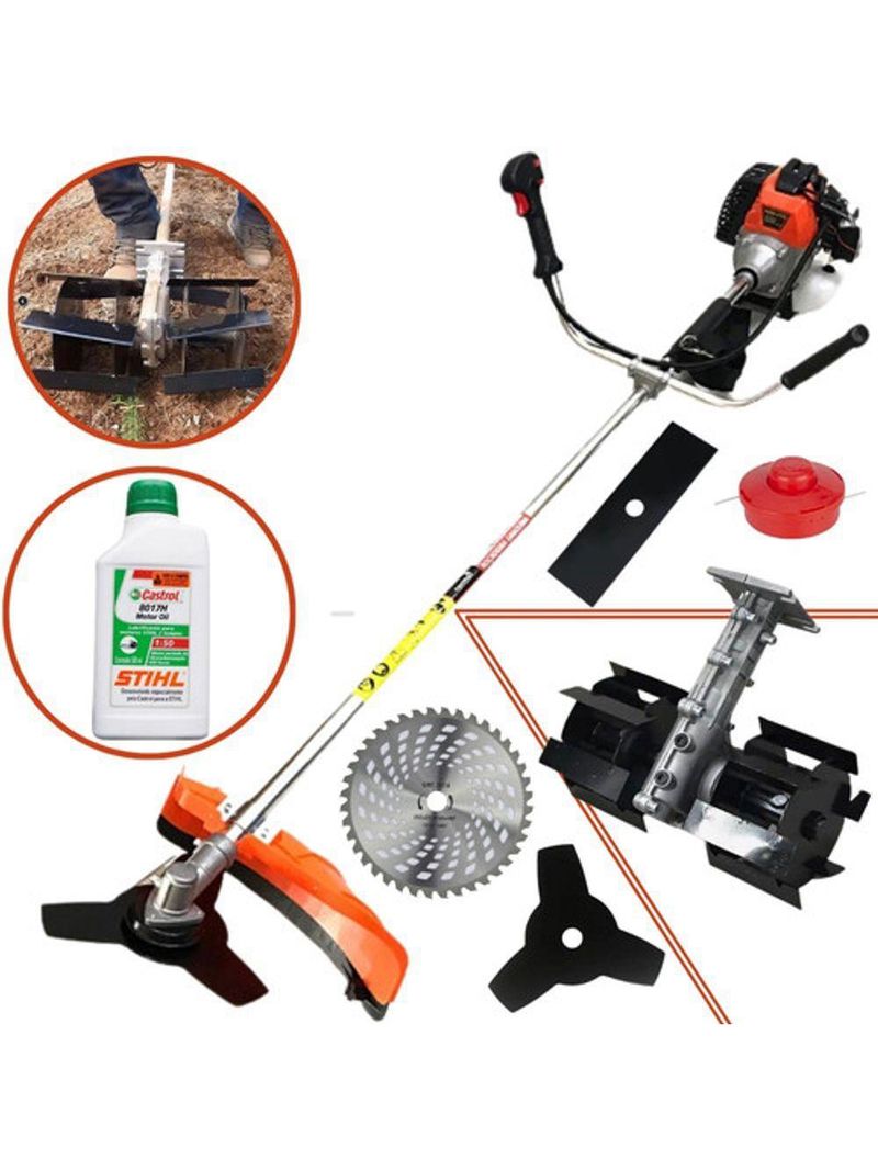 Roçadeira E Capinadeira A Gasolina Importway Iwrg2t63 Super Forte 3hp 63cc Maquina 5 Em 1 + Oleo Stihl 2t