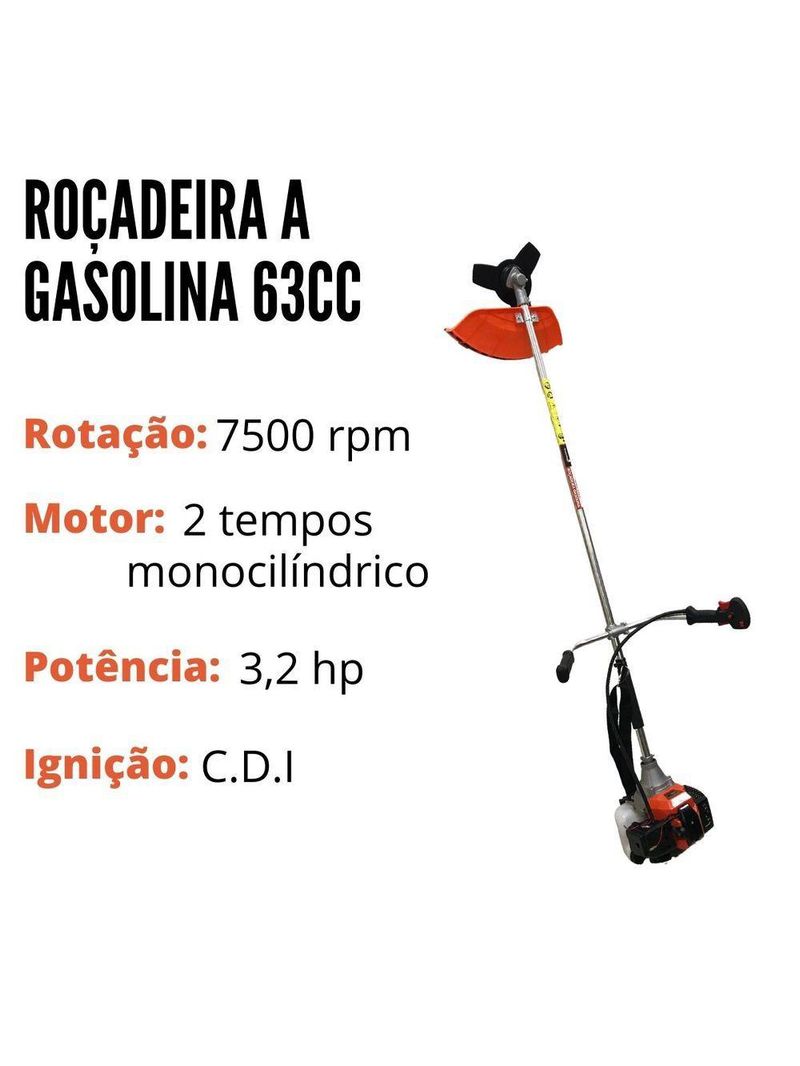 Roçadeira E Capinadeira A Gasolina Importway Iwrg2t63 Super Forte 3hp 63cc Maquina 5 Em 1 + Oleo Stihl 2t