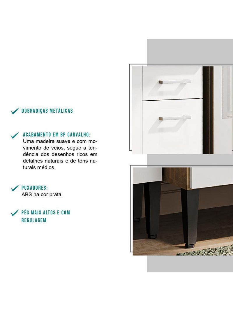 Armário Cozinha Compacta Arizona Tiny Carvalho/branco Carraro