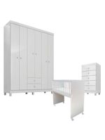 Quarto Bebê 6 Portas Com Gaveteiro Ternura Baby E Mini Berço Moisés Alegria Com Colchão - Incorplac