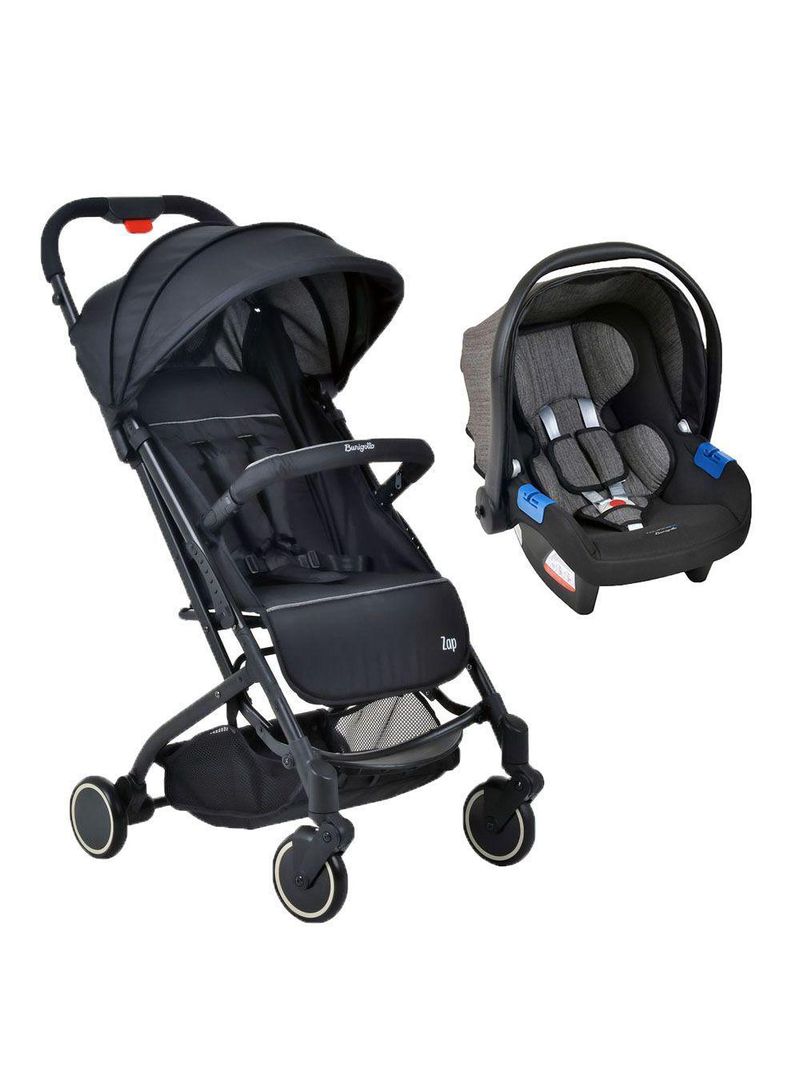 Travel System Burigotto Carrinho De Bebê Preto Com Bebê Conforto Touring X Preto Mesclado