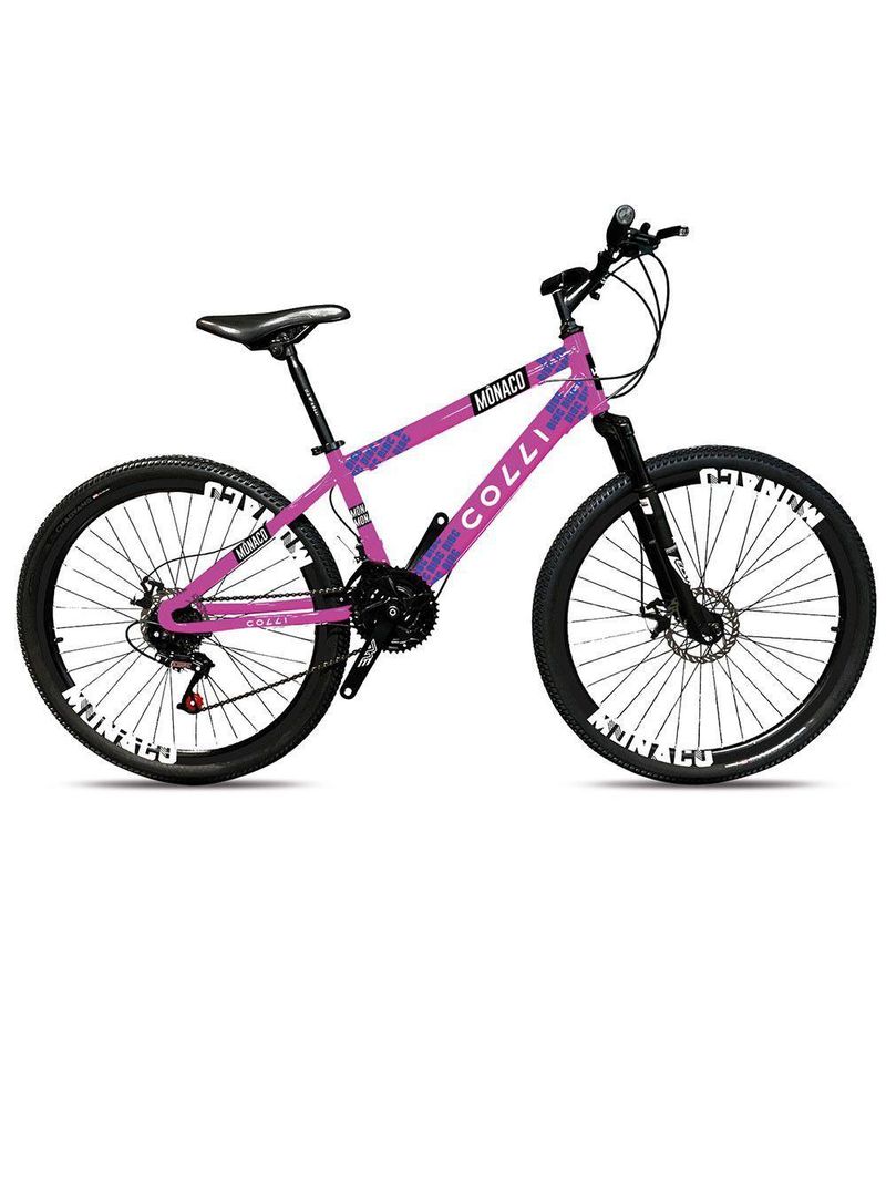 Bicicleta Mônaco Aro 26 21 Velocidades Colli Rosa Neon