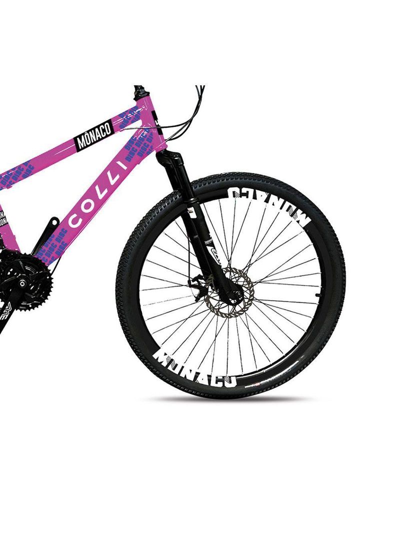 Bicicleta Mônaco Aro 26 21 Velocidades Colli Rosa Neon